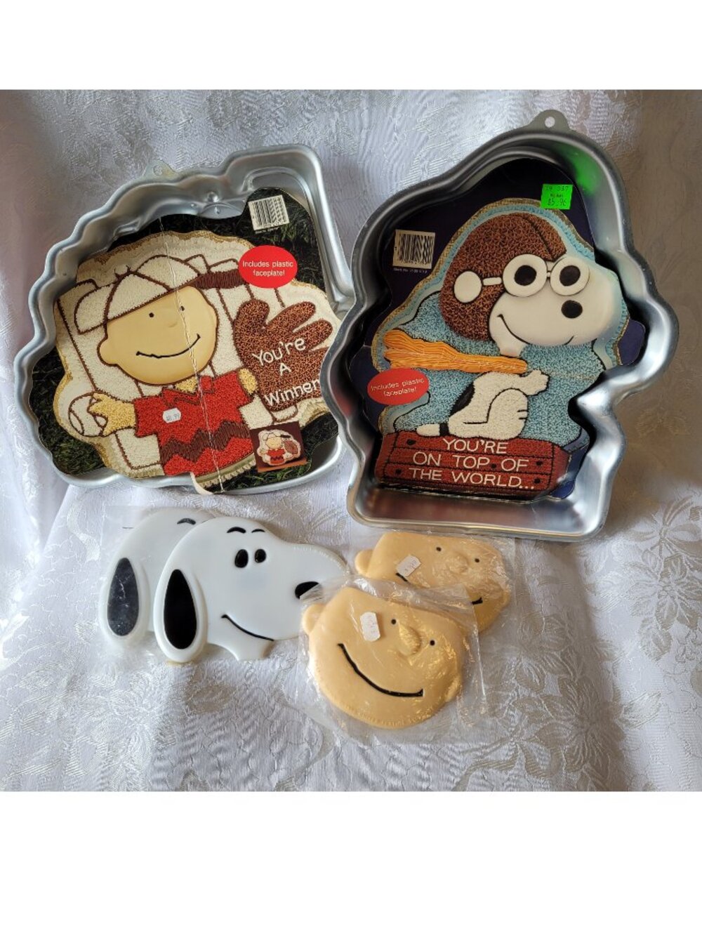 Vintage Wilton Snoopy Peanuts Cake Pan Set face inserts lot Comics Charlie Brown